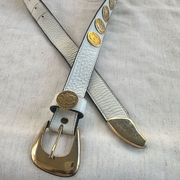 Leatherrock White Leather Coin Finished Statement Belt S main image 6
